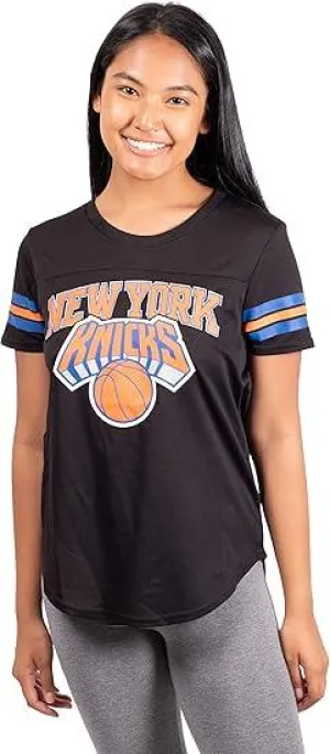 Ultra Game NBA Official Women's Soft Mesh T-Shirt, New York Knicks, Black|New York Knicks