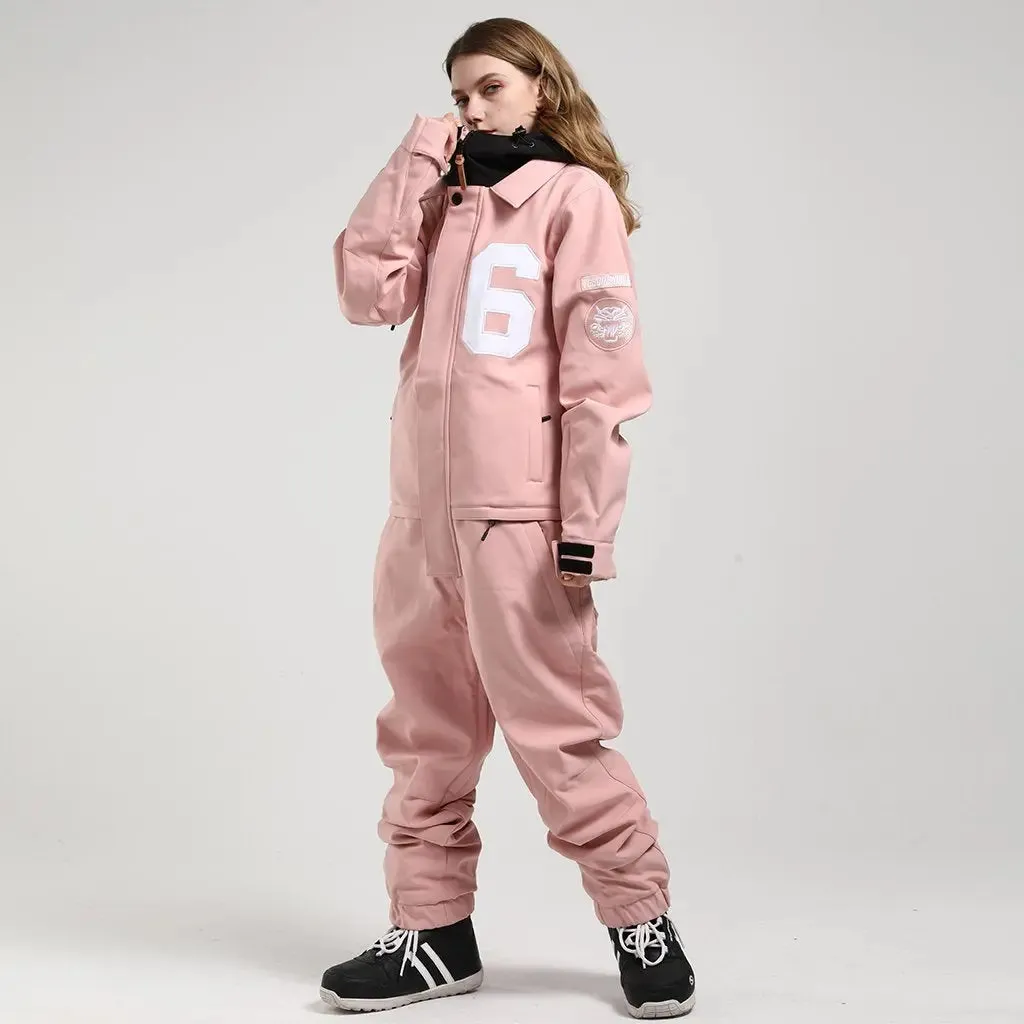 Unique Embroidery One Piece Ski Jumpsuits Overalls