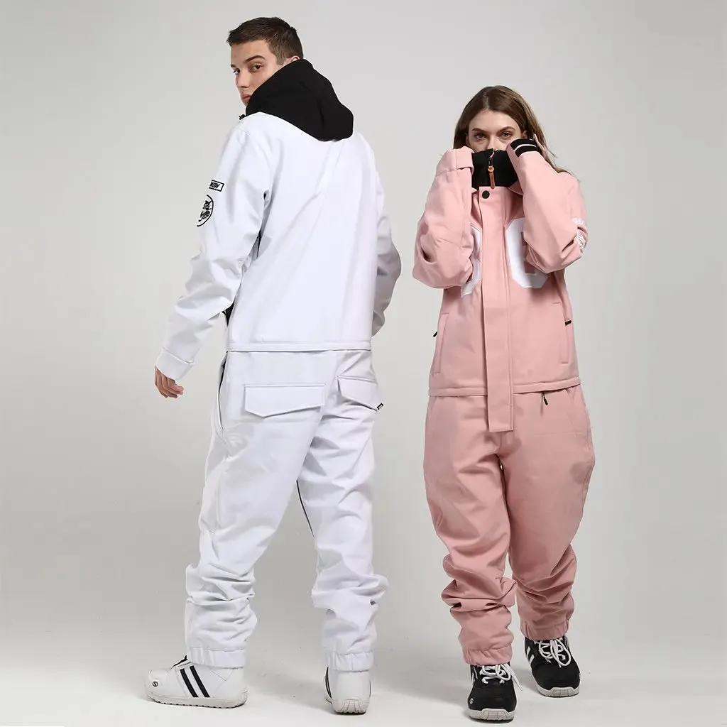 Unique Embroidery One Piece Ski Jumpsuits Overalls