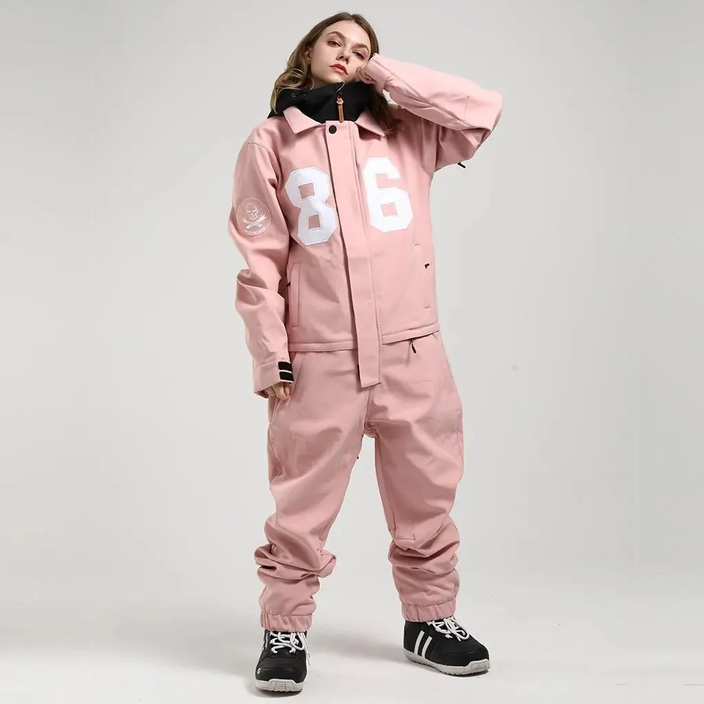 Unique Embroidery One Piece Ski Jumpsuits Overalls