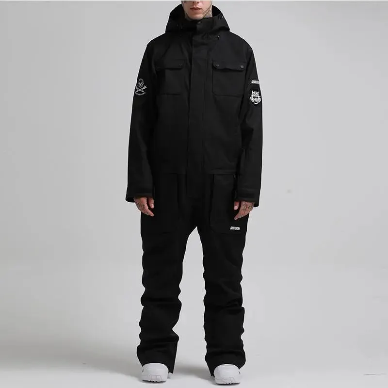 Unique Embroidery One Piece Ski Jumpsuits Overalls