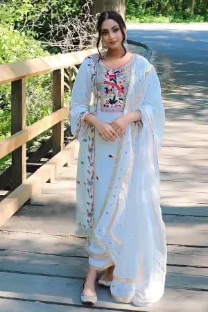 White Colour Designer Sharara Suit For Girls