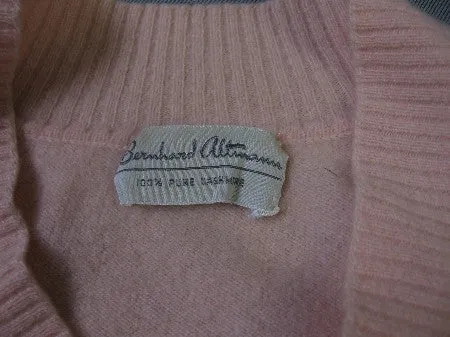 Women's Bernhard Altmann Sweater 50s Vintage Pullover Pink Cashmere Short Sleeve Top Small VFG