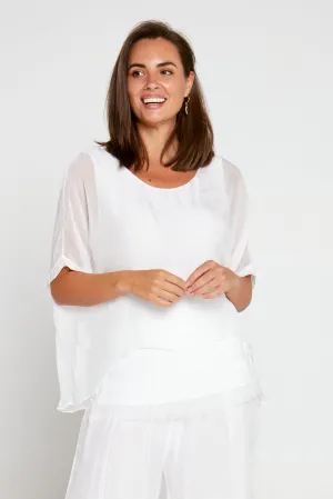 Zaria Silk Top - Bianco White